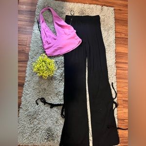 Top Y pantalon de tela stretch